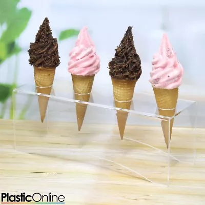 Acrylic Ice Cream Cone Holder Counter Top Display Stand Perspex Rack Gelato • £19.25