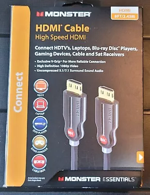 (MONSTER) HDMI Cable High Speed HDMI 8ft/2.43M V‐Grip 10.2 Gbps NEW In Box! • $6.99