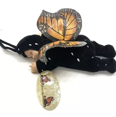 Anne Geddes Baby Monarch Butterfly Black Orange Awake 9   Doll Plush Bean Wings • $12.99