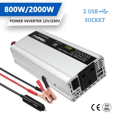 £39.99 • Buy 2000W Peak 800W Power Inverter Car Converter DC 12V - AC 240V Camp Trip RV