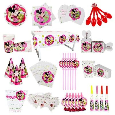 Minnie Mouse Party Birthday Decoration Banner Plates Cover Cups Sweet Pop Corn   • $3.72