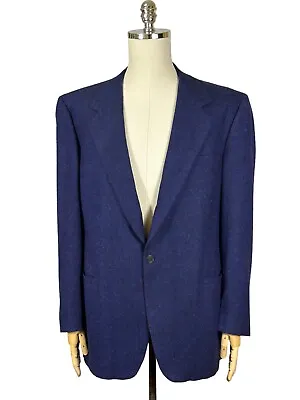 V2 By Versace Tweed Navy Blue Men's Wool Blazer Size 54 • $56.26