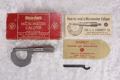 Vintage Starrett No. 209-C Micrometer Caliper With Box Wrench & Instructions • $49.95