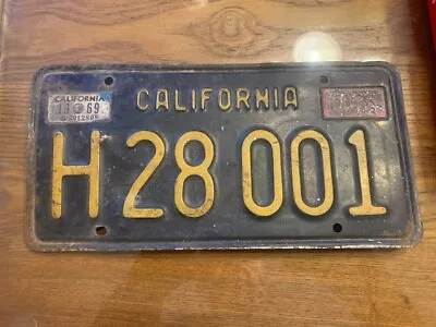 Vintage 1963 CALIFORNIA LICENSE PLATE Black & Yellow W/ 1968 & 1969 Tags • $25