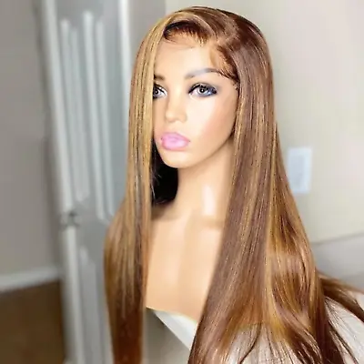 Highlight 100% Human Hair Wig Ombre Brown Colored Brazilian 13x4 Lace Front Wigs • £420.14