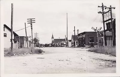 NW Kaleva Manistee MI RPPC 1920s KALEVA BANK ROBBED @ M&NE RR RAILROAD CROSSING  • $24.99