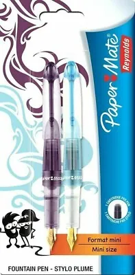 £2.99 • Buy Paper Mate Mini Compact Refillable Fountain Pen Set Of 2 Nib Blue