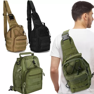 Outdoor Tactical Sling Bag Military MOLLE Crossbody Pack Chest Shoulder Backpack • $8.89