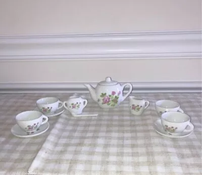 Vintage Porcelain Child’s Rose Pattern Miniature Tea Set 12 Piece • $12