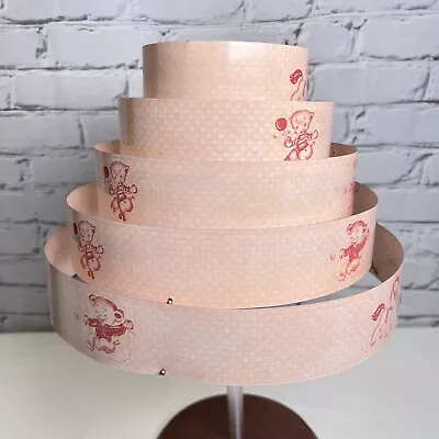 Vintage MCM Children's Pink 5 Tier Round Tin Blind Drop Shade Venetian Lampshade • $148.88