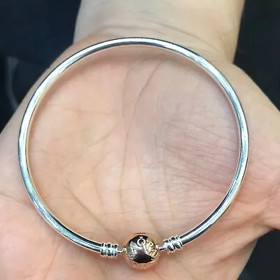 $79.99 • Buy NEW Genuine PANDORA Bangle Sterling Silver Rose Clasp Moments Pouch RRP $119