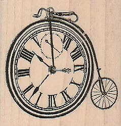 Clock Face Bicycle 2 1/2 X 2 1/2  Rubber Stamp Steampunk Stamp • $9.50