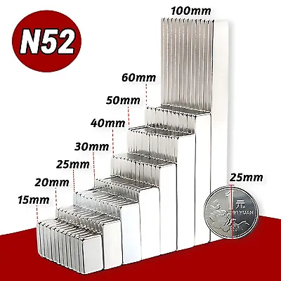 Strong Neodymium Block Magnets 2mm To 100mm Long N52 Rectangle Magnet Rare Earth • $2.85