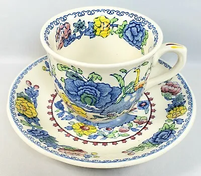 Vintage MASON'S  Regency  Blue Floral Cup And Saucer Plate Set | England • $12