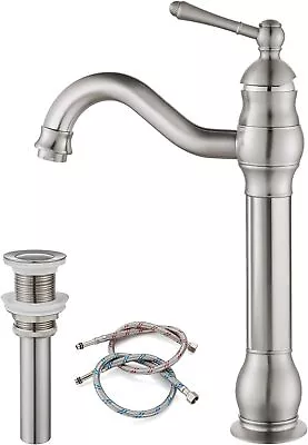 Vessel Sink Faucet Antique Brass Bathroom Faucet Single Handle Tap Tall Spout • $45