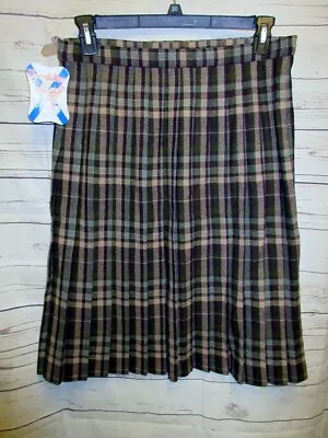 NOS VTG Deerstalker 18 Tartan Skirt Kilt Plaid Pleated Fringe Secretary 32x26  • $15