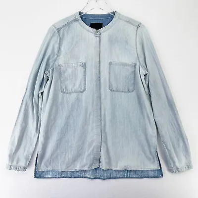 Vince. Shirt Womens Top Medium Long Sleeve Tunic Denim Button-Up Blue Pockets • $21.25