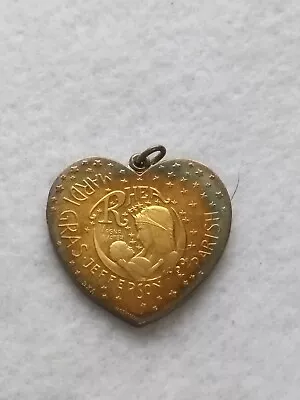 1982 .925 Silver Heart Charm Doubloon Mardi Gras Krewe Of Rhea Rainbow Tone • $1.25