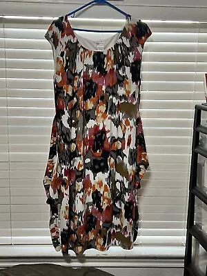 Monroe & Main Dress Size XL Faux Wrap White Pinks Black Grey Brown Multi! • $1.99