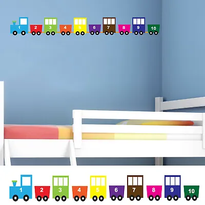 £9.99 • Buy Childrens/Kids Bedroom Wall Train Carriage Boys Multi Numbers Sticker Decal 