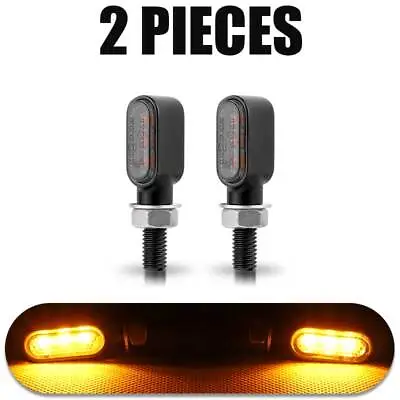 2PCS Mini Motorcycle LED Turn Signal Blinker Light Indicators Amber Lamp Black • $13.75