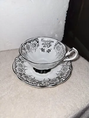 Queen Anne 25th Anniversary Fine Bone China Tea Cup And Saucer Set • $19