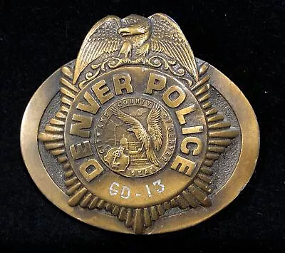Rare DENVER POLICE Bronze Belt Buckle Eagle Stineburg Studios Indianapolis • $169.99
