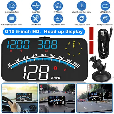 5  Digital Speedometer Universal GPS Car HUD Head Up Display MPH Overspeed Alarm • $25.98