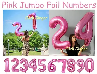 Pink Jumbo Giant Foil Number Balloons Helium Quality Numbered Balloon Age Party • $3.85