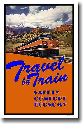 Travel By Train - Vintage Rail Art Print POSTER • $9.99