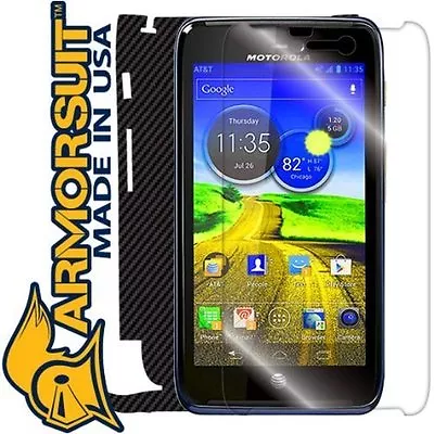 ArmorSuit MilitaryShield Motorola ATRIX HD Screen + Black Carbon Fiber Skin USA • $18.45