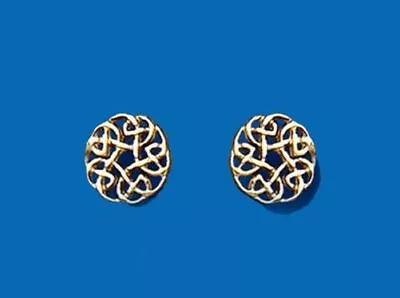 Celtic Design Stud Earrings Yellow Solid 9ct Gold • £69.41