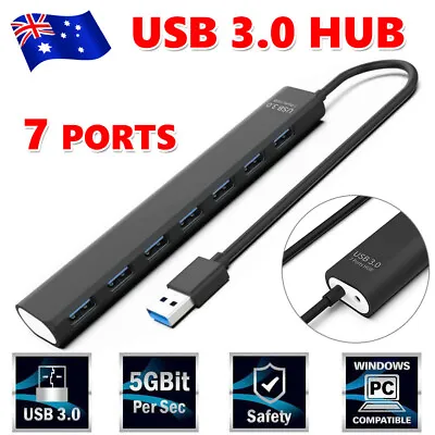 $13.95 • Buy 7 Ports USB Hub 3.0 5Gbps High Speed Powered Adapter Splitter Extender Compact