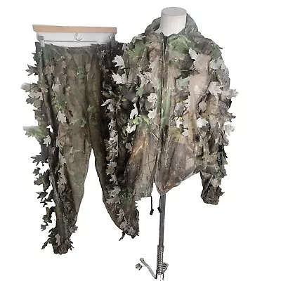 Remington Men Ghillie Suit L/XL 3D Leafy Camo Long Sleeve Zip Up Top Bottom Hood • $53.95