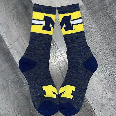 Michigan Wolverines Ncaa College Team Logo First String Crew Socks Large • $9.67