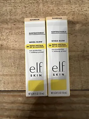 ELF - 2x Whoa Glow SPF 30 Tinted Sunscreen Primer In Sunbeam 0.34oz Ech Exp 6/25 • $10.59