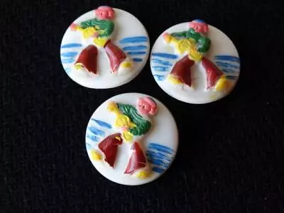 FABULOUS RARE VINTAGE SET 3 RAISED SAILOR PLASTIC BUTTONS Backmarked • $6.99