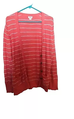 Mossimo Supply Co. Womens Sweater Orange And White Stripe Button Up • $15