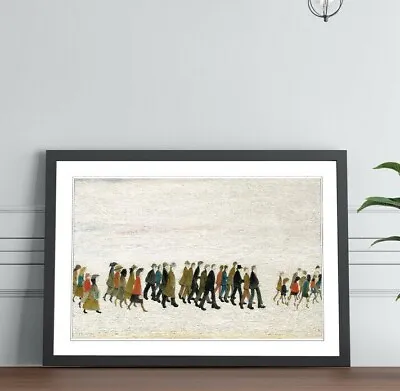 £9.99 • Buy A Procession Of People FRAMED WALL ART PRINT PAINTING Artwork LS Lowry Style