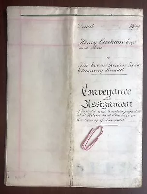 Vintage 1924 Conveyance Assignment Indenture Henry Beecham Covent Garden Estate • £4.99