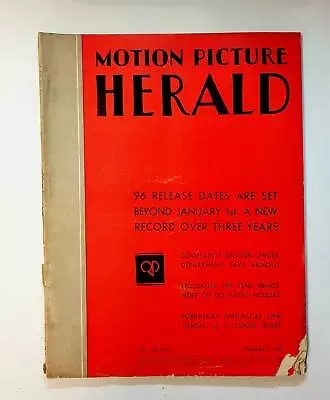 Motion Picture Herald Magazine Vol. 138 #1 VG 1940 • $56