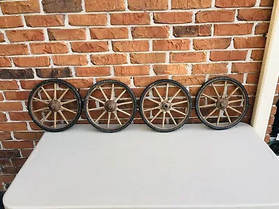 Antique Wood Spoke Goat Cart Wagon Wheels Set Of 4 • $165