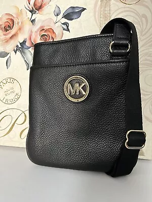 Michael Kors Women's Black Fulton Pebbled Leather Crossbody Bag Purse  • $45