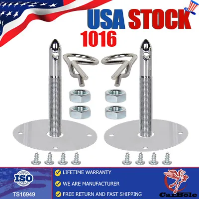 Stainless Steel Mount Hood Pin Pins Plate Bonnet Lock Kit Universal Racing Style • $10.74