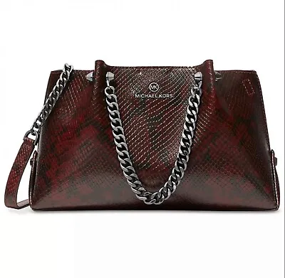 MICHAEL Michael Kors Zena Small Convertible Chain Messenger In Merlot  NWT $458 • $179