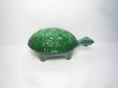 Wonderful  Vintage  Turtle  Box  With  Lid  Green  Malachite  Glass • $99.90