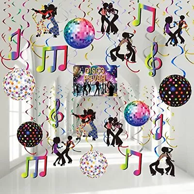 53 Pieces Disco Party Decor Shining Disco Ball Sign 70s Party Hippie Paper • £14.99