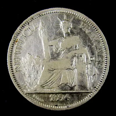 French Indochina 1894A Piastre KM 5. Silver Crown • $90