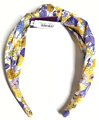 J.Crew Knotted Turban Headband Warm Sunflower Purple Floral Liberty Fabrics NWT • $25