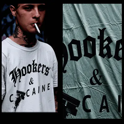 Gangster T-shirt Hookers High Urban Hip Hop Hustle Mafia Mob Thug White Tee  • $19.99
